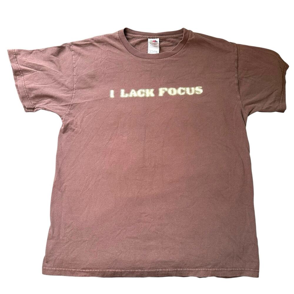 Vintage “I Lack Focus” Brown Graphic Tee Mens L Funny Sarcastic Novelty Shirt